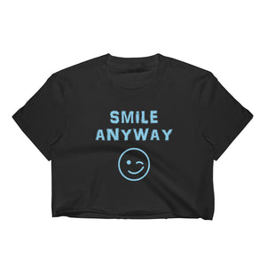 "Smile Anyway" Crop Sky Blue