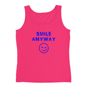 "Smile Anyway" Tank Blue Letter