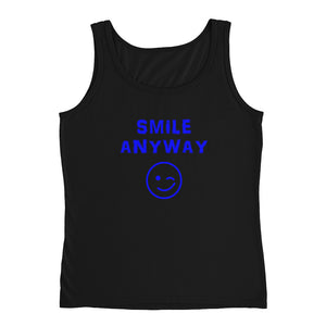 "Smile Anyway" Tank Blue Letter