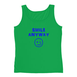 "Smile Anyway" Tank Blue Letter