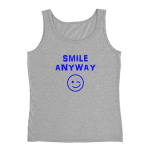 "Smile Anyway" Tank Blue Letter
