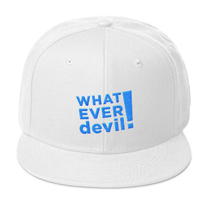 "Whatever devil!" Aqua Letter Snapback