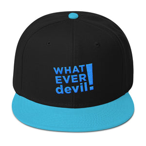 "Whatever devil!" Aqua Letter Snapback